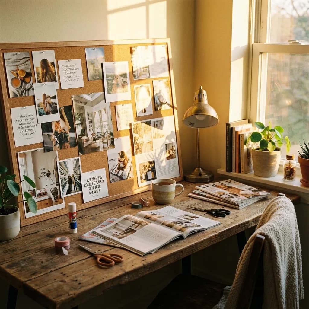 Workspace for creating a vision board